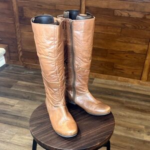 Tan Leather Moto Boots